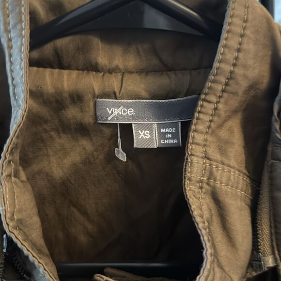 VINCE LUXE HOODED ANORAK PARKA FESTIVAL JACKET TRENCH DEEP GREEN KHAKI XS - Picture 3 of 7